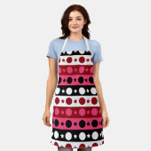 Schwarz-weiße rosa Kreissteine Streifen-Design Schürze (Getragen)