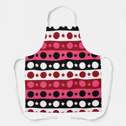 Schwarz-weiße rosa Kreissteine Streifen-Design Schürze (Vorderseite)