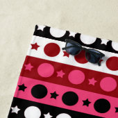 Schwarz-weiße rosa Kreissteine Streifen-Design Strandtuch (Beispiel)