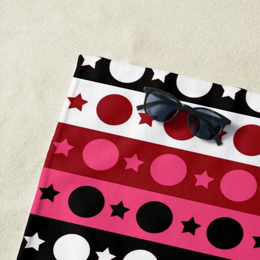 Schwarz-weiße rosa Kreissteine Streifen-Design Strandtuch (Beispiel)