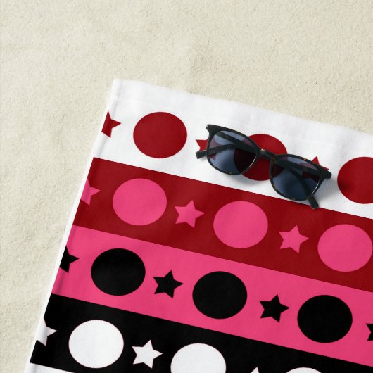 Schwarz-weiße rosa Kreissteine Streifen-Design Strandtuch (Beispiel)