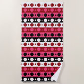 Schwarz-weiße rosa Kreissteine Streifen-Design Strandtuch (Vorderseite)