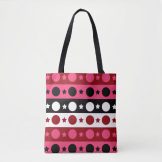 Schwarz-weiße rosa Kreissteine Streifen-Design Tasche