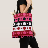 Schwarz-weiße rosa Kreissteine Streifen-Design Tasche (Von Nahem)