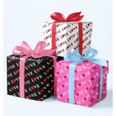 Schwarz-weiße rosa LIEBE Muster Minimalistisch Ele Geschenkpapier Set