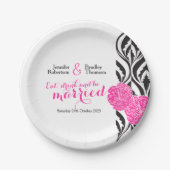 Schwarz-weiße, rosa Papiertüte Pappteller (Vorderseite)