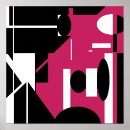 Schwarz-weiße Rose - Abstraktes geometrisches Desi Poster