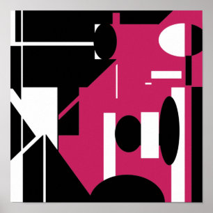 Schwarz-weiße Rose - Abstraktes geometrisches Desi Poster