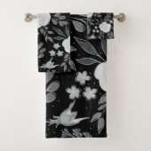 Schwarz-weiße Rose Aquarellmalerei Badhandtuch Set (Insitu)