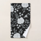 Schwarz-weiße Rose Aquarellmalerei Badhandtuch Set (Handtuch)