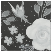 Schwarz-weiße Rose Aquarellmalerei Stoff (Nahaufnahme)