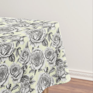 Schwarz-weiße Rose auf gelbem Hintergrund Tischdecke
