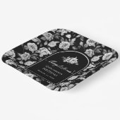 Schwarz-weiße Rose Blumenstrauch Quinceanera Party Pappteller (Gewinkelt)