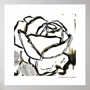 Schwarz-weiße Rose Coole Pop Rose Plakat Kunstdru