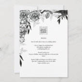 Schwarz-weiße Rose gedruckt oder digitale Hochzeit Einladung (Rückseite)