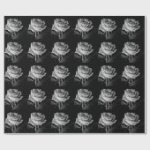 Schwarz-weiße Rose Geschenkpapier (Flach)