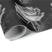 Schwarz-weiße Rose Geschenkpapier (Rolleneckpunkt)