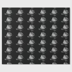 Schwarz Weiße Rose Geschenkpapier
