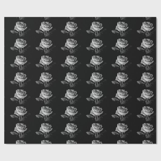 Schwarz-weiße Rose Geschenkpapier (Flach)