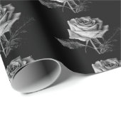 Schwarz-weiße Rose Geschenkpapier (Rolleneckpunkt)