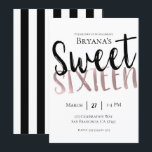 Schwarz-weiße Rose Gold Pink Sweet 16 SIXTEEN Part Einladung<br><div class="desc">Passen Sie Ihre Veranstaltung an.</div>