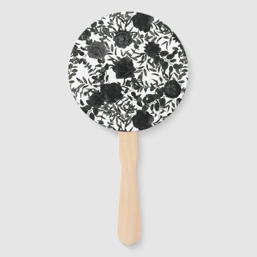 Schwarz-weiße Rose Gothic Wedding Fächer (Rückseite)