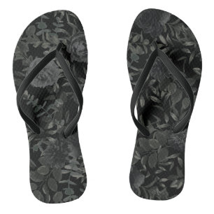 Schwarz-weiße Rose Gothic Wedding Flip Flops Badesandalen