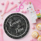 Schwarz-weiße Rose Gothic Wedding Pappteller (Party)