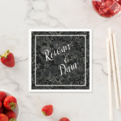 Schwarz-weiße Rose Gothic Wedding Serviette (Beispiel)