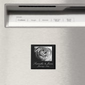 Schwarz-Weiße Rose Magnet (In Situ (Geschirrspüler))