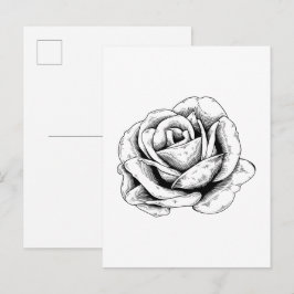 Schwarz-weiße Rose Postkarte