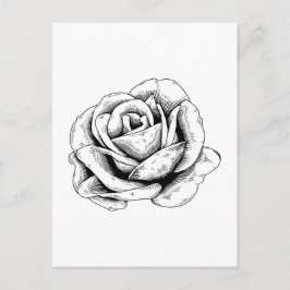 Schwarz-weiße Rose Postkarte