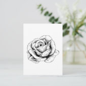 Schwarz-weiße Rose Postkarte (Stehend Vorderseite)