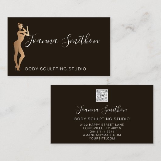 Schwarz-weiße Rose von QR-Logos für Körpermodellie Visitenkarte (Vorne/Hinten)