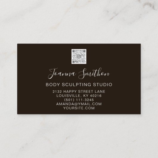 Schwarz-weiße Rose von QR-Logos für Körpermodellie Visitenkarte (Rückseite)