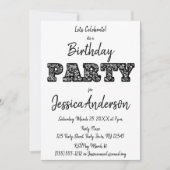 Schwarz-weiße Rosen-Blumengeburtstag Einladung (Vorderseite)