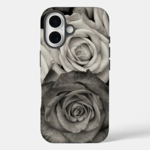 Schwarz-Weiße Rosen iPhone 16 Hülle