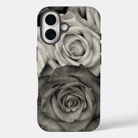 Schwarz-Weiße Rosen Case-Mate iPhone Hülle (Rückseite)