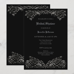Schwarz-weiße Rosen Gothic-Brautjungfernparty Ankündigung