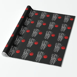 Schwarz-weiße Rot-Sonne Geschenkpapier
