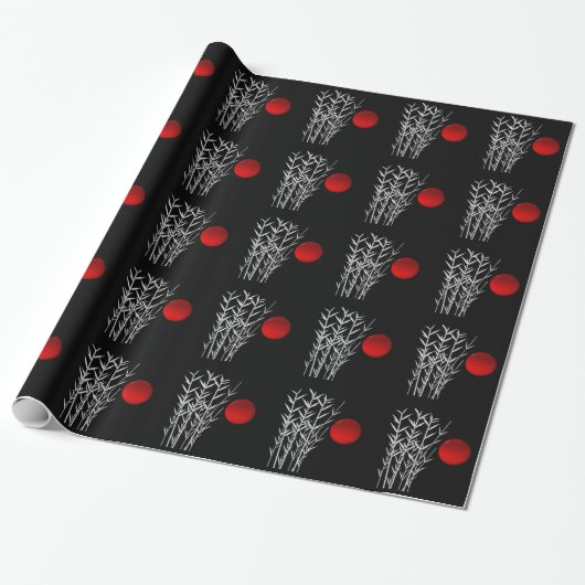 Schwarz-weiße Rot-Sonne Geschenkpapier (Ungerollt)