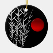 Schwarz-weiße Rot-Sonne Keramikornament (Vorne)