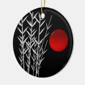 Schwarz-weiße Rot-Sonne Keramikornament (Links)