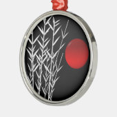 Schwarz-weiße Rot-Sonne Silbernes Ornament (Links)