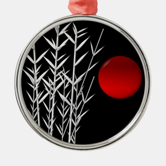 Schwarz-weiße Rot-Sonne Silbernes Ornament (Vorne)