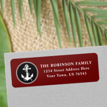 Schwarz-weiße rote Adresse für das Ankerschiff