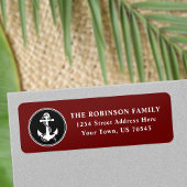 Schwarz-weiße rote Adresse für das Ankerschiff