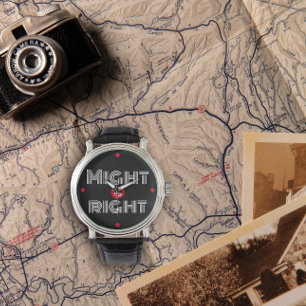 Schwarz-weiße rote Anführungstypografie Armbanduhr