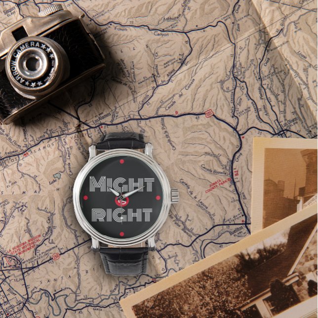 Schwarz-weiße rote Anführungstypografie Armbanduhr (Von Creator hochgeladen)