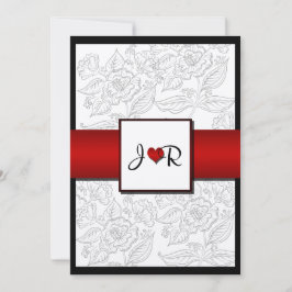 Schwarz-weiße rote Bohemische Posh Einladung